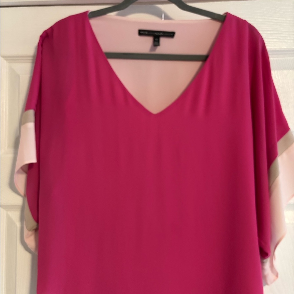 White House Black Market Pink V-Neck Blouse